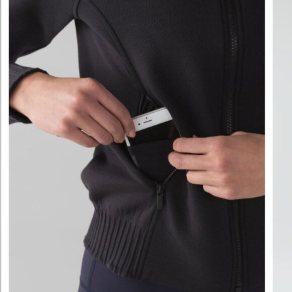 LULULEMON NTS Black Cotton Cropped Full Zip Stretch Bomber Jacket 2 - Picture 9 of 10